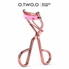 O.TWO.O Comb Eyelash Curler in rose gold with pink comb cushion in Pakistan