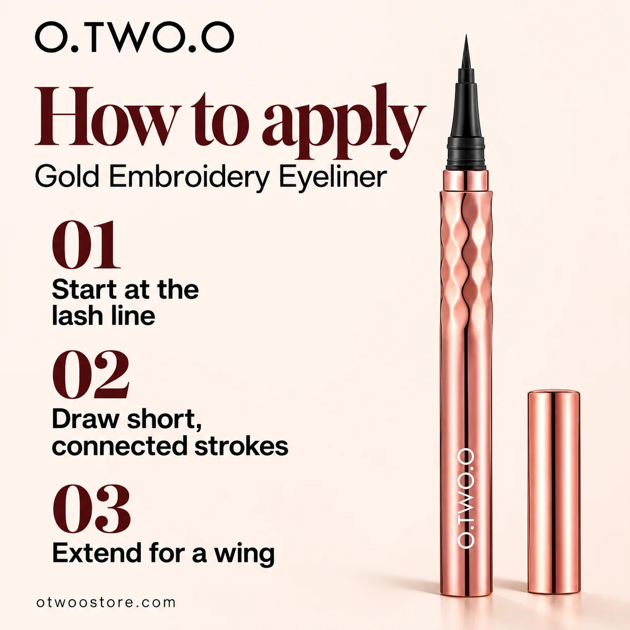 How to apply O.TWO.O Gold Embroidery Eyeliner along the lash line