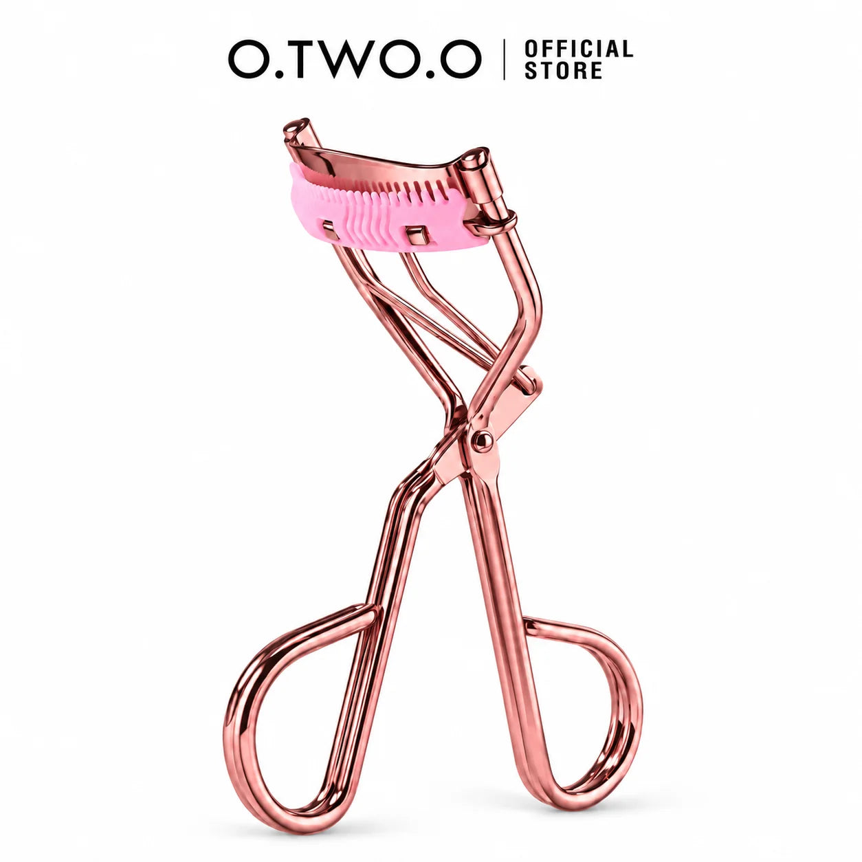 O.TWO.O Comb Eyelash Curler in rose gold with pink comb cushion in Pakistan