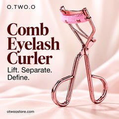 O.TWO.O Comb Eyelash Curler with built-in pink comb for lifted and separated lashes