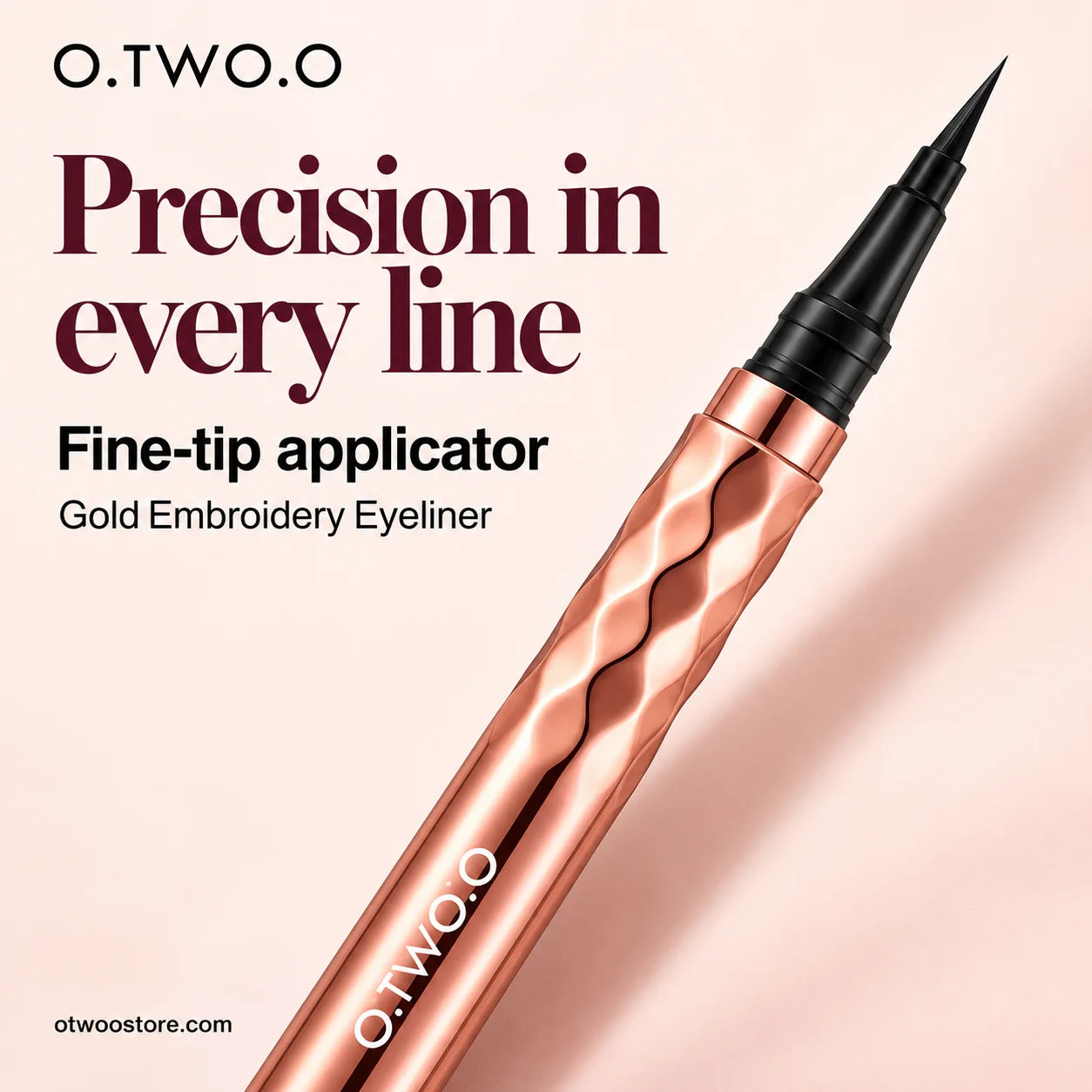 O.TWO.O Gold Embroidery Eyeliner with precise fine-tip applicator