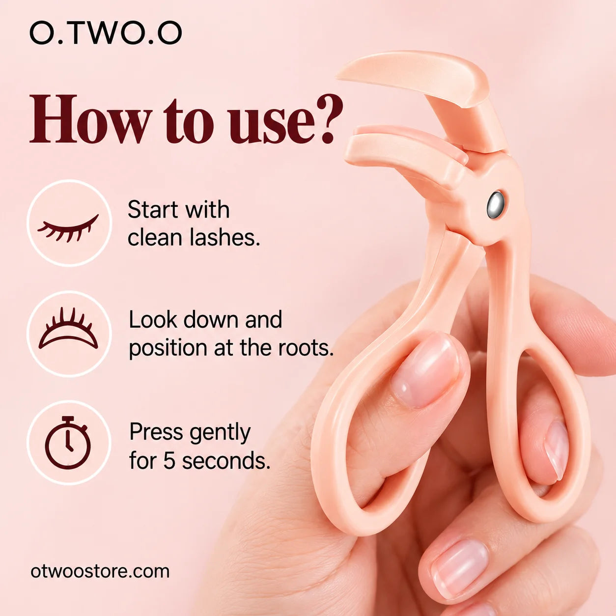 How to use O.TWO.O Sunflower 3D Eyelash Curler in three simple steps