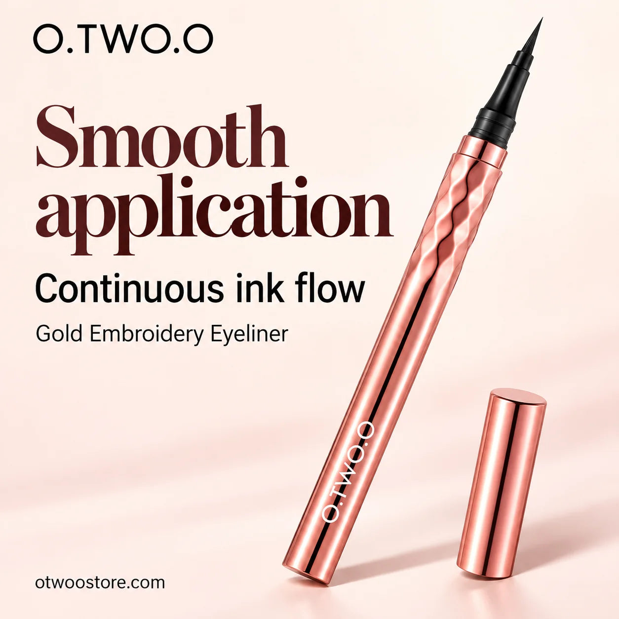 Fine-tip eyeliner pen designed for smooth continuous black lines