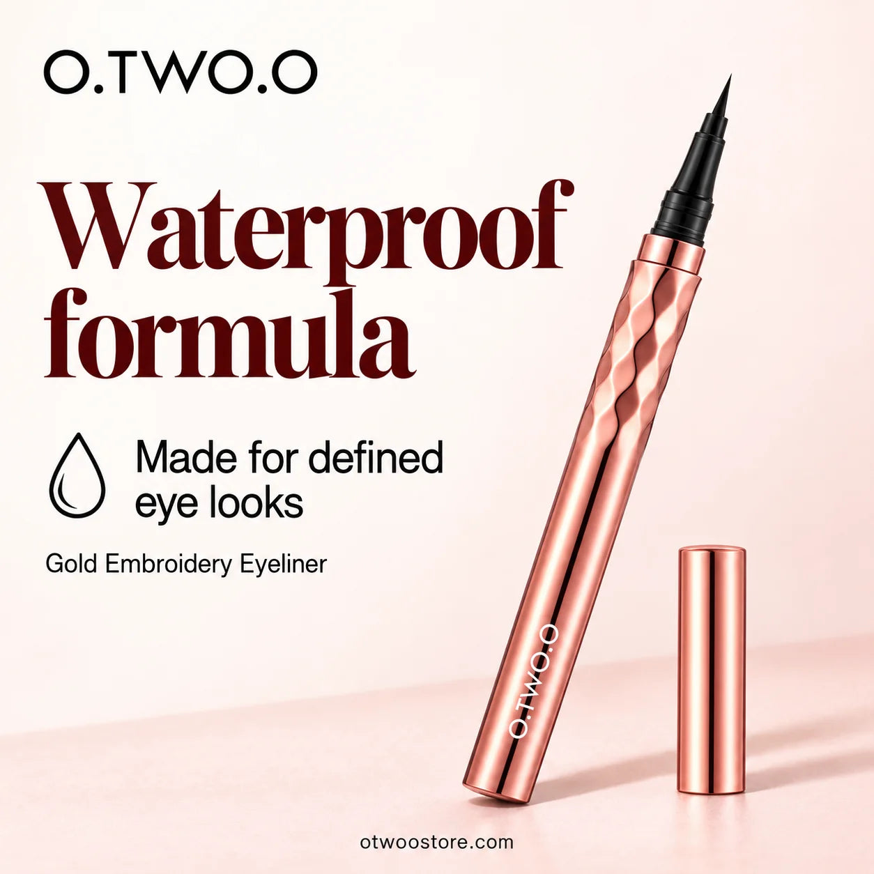 Waterproof rose-gold eyeliner pen for long-lasting defined eye looks